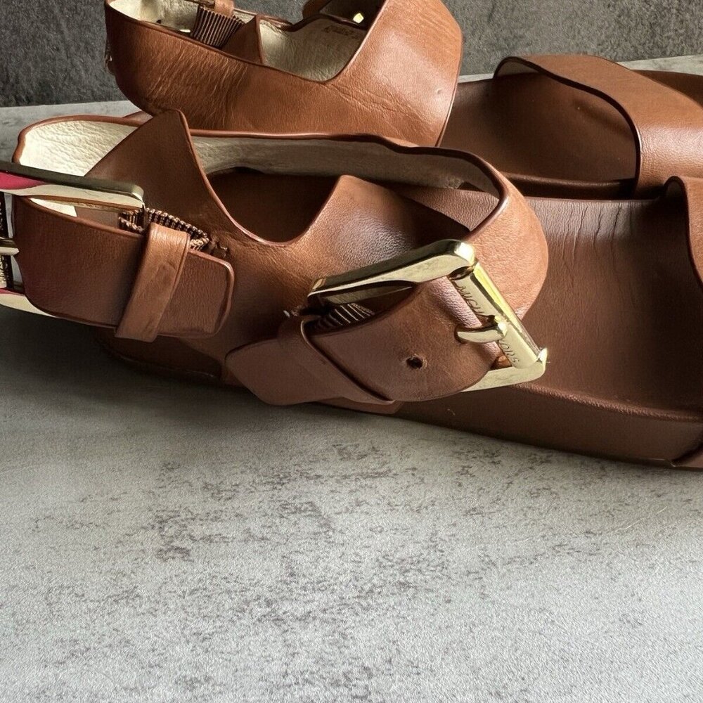 Michael Kors Tan Brown Strappy Leather Sandals Size 7.5 M - Picture 2 of 12